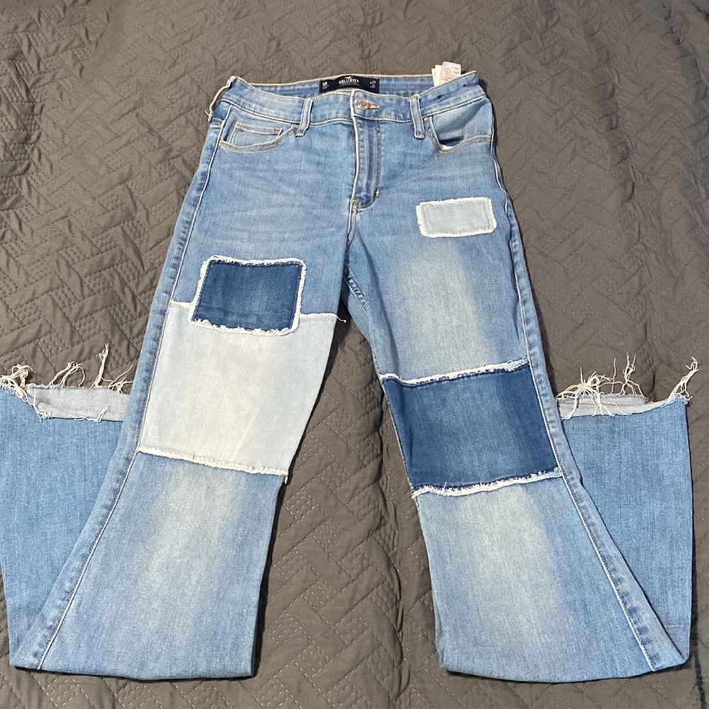 Hollister Blue Patchwork Flare Jeans
